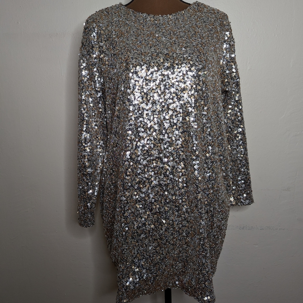 Sequin OPT long sleeve dress Sz S